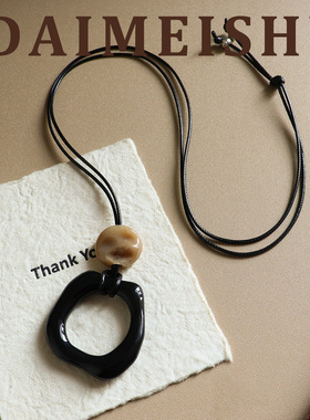 欧美时尚简约百搭不规则吊坠项链配饰女轻奢小众感毛衣链长款