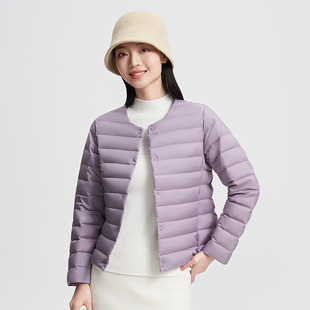 热销爆款新款轻薄排骨羽绒服女士圆领