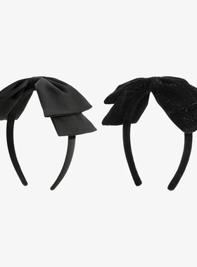 【直播原版】时尚布艺网红黑色复古甜美蝴蝶结发卡春夏丝绒厚发箍