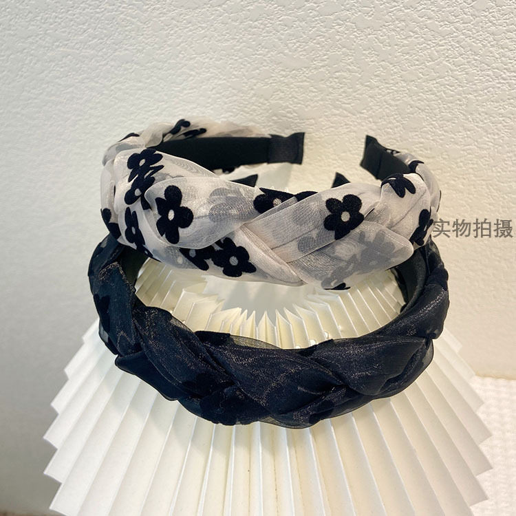【原版】羽晞韩国网纱花朵辫子麻花宽边发箍时尚高颅顶刘海发卡女