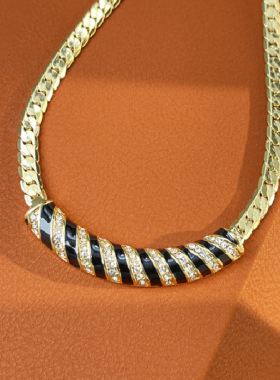 【原版】铜项链重工高级感轻奢滴油蛇骨项链套装复古几何形耳饰品