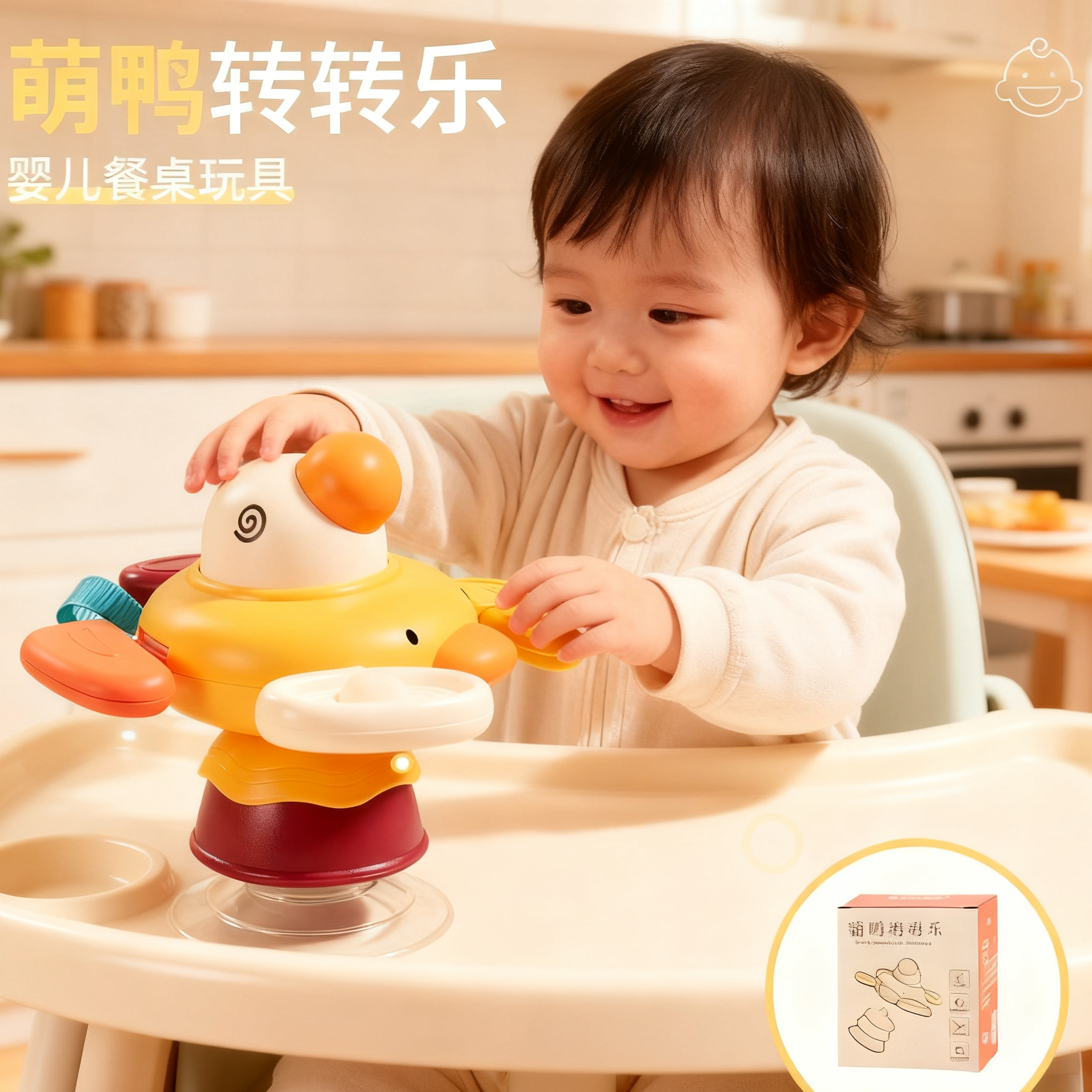 婴儿餐椅玩具儿童餐桌吸盘可啃咬转转乐宝宝0一1岁益智早教6个月8
