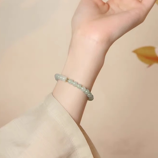 和田玉色小金珠手链女轻奢风人造玉石手串叠戴手饰高级感饰品 新款
