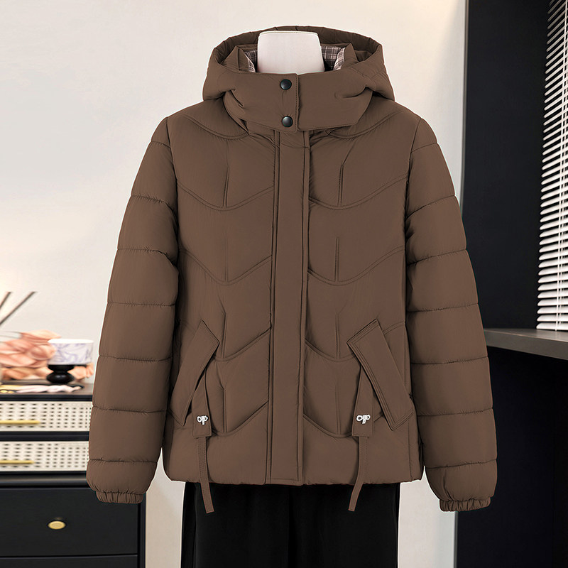 女连帽加厚保暖短款棉服