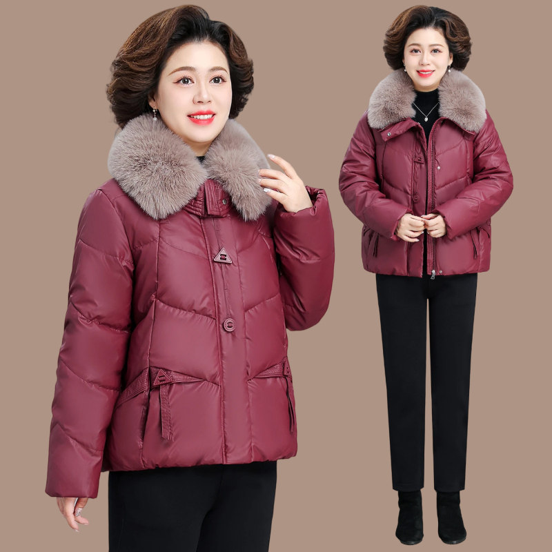 中老年女士大毛领棉服加厚保暖妈妈装冬季洋气棉衣外套