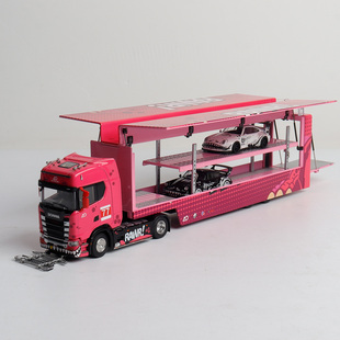 斯堪尼亚S730 V8 二代粉色恐龙 双层运输货柜 及物 1:64 合金车模