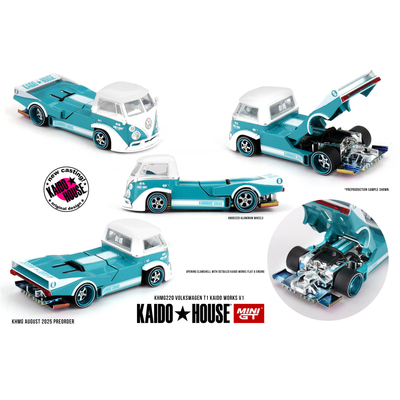 KAIDO MINIGT 1:64 大众T1 皮卡 Volkswagen改装合金开盖汽车模型