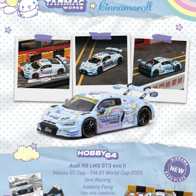 TW 1:64 奥迪Audi R8 LMS GT3 EVO II 澳门赛玉桂狗 合金汽车模型
