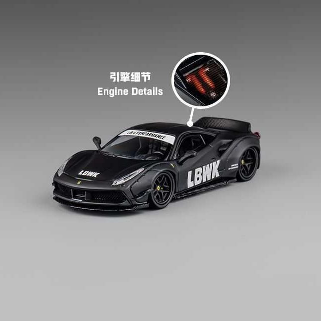 CM 1:64 法拉利488 Duck Wing鸭翼版 LB宽体改装 合金汽车模型黑