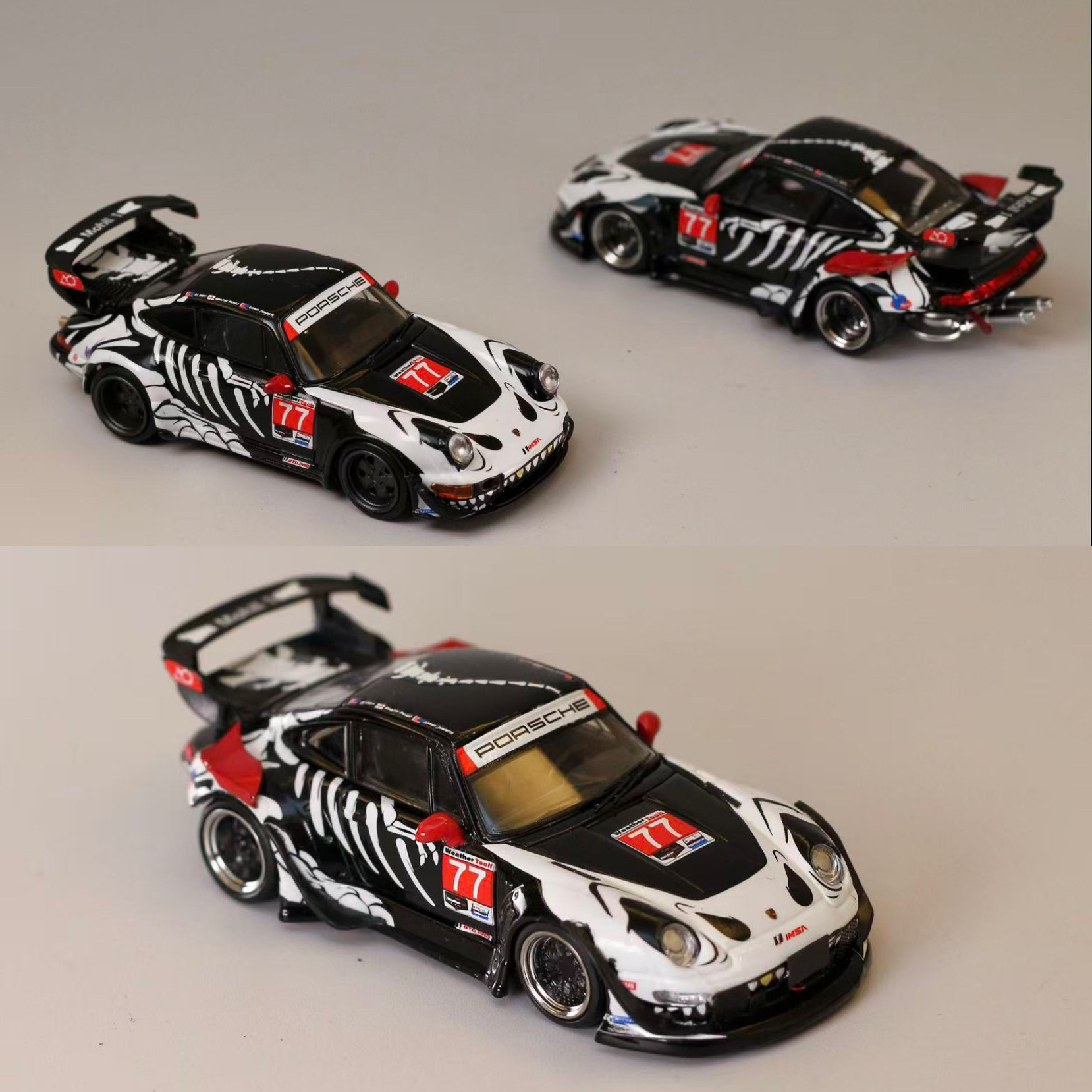 Morecar 1:64 保时捷RWB 963 993 化骨龙77#涂装合金汽车模型收藏 - 实物图