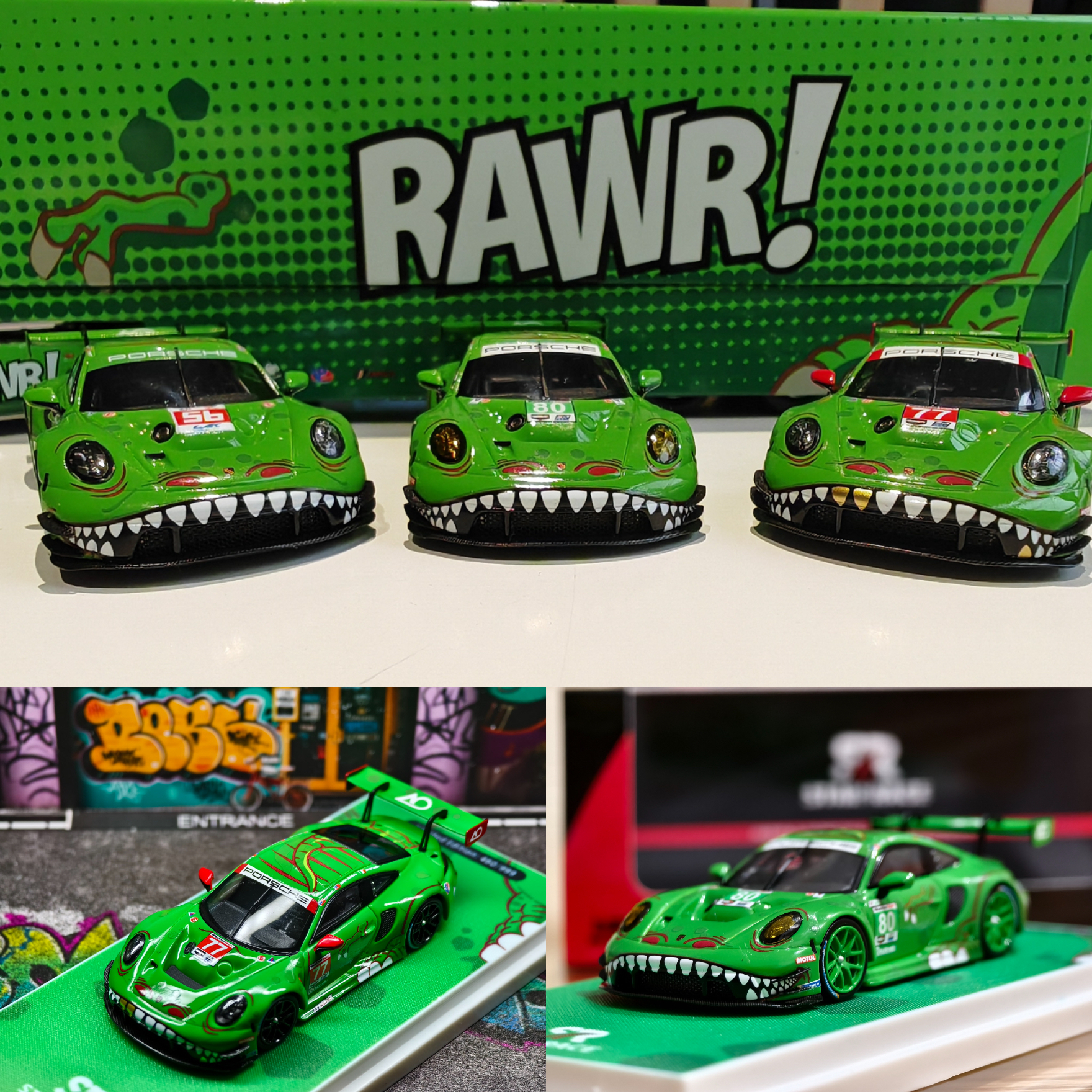 STAR RACE 1:64 SR 保时捷911 GT3 R 奶白288#赛车 合金汽车模型