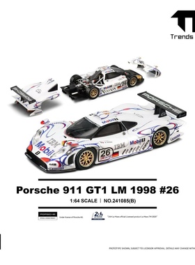 保时捷911 GT1 1998年 26#勒芒冠军车 TH 1:64 开盖合金汽车模型