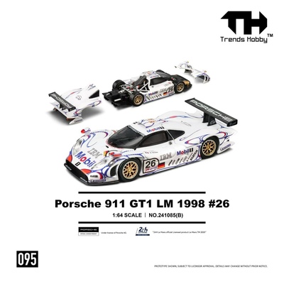 保时捷911 GT1 1998年 26#勒芒冠军车 TH 1:64 开盖合金汽车模型