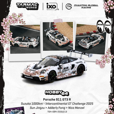 TW 1:64 保时捷911 GT3 R 魅影队樱花月亮眼 铃鹿耐力赛 合金车模