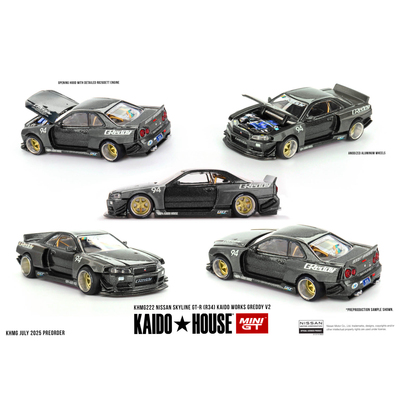 KAIDO MINIGT 1:64 日产尼桑SKYLINE GT- R R34 全碳合金开盖车模