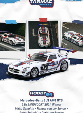 TW 1:64 梅赛德斯奔驰SLS AMG GT3 马天尼拉力赛冠军合金汽车模型