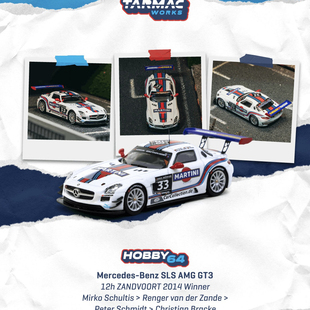 TW 1:64 梅赛德斯奔驰SLS AMG GT3 马天尼拉力赛冠军合金汽车模型