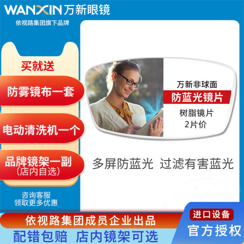 万新超薄防蓝光辐射高度近视镜片