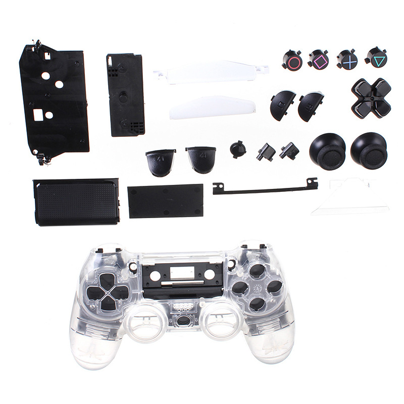 适用PS4 PS5水晶手柄DIY手柄套替换外壳修理包带有螺丝按键透明