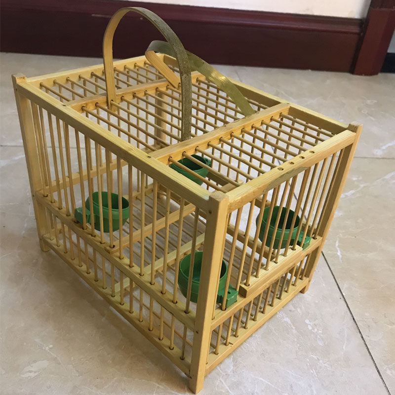单格黄豆鸟笼绣眼黄腾鸟笼运输笼绣眼竹笼子方形竹鸟笼手工小鸟笼