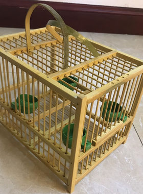 单格黄腾方形手工鸟笼