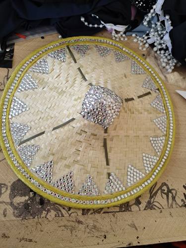 月下青禾舞蹈斗笠帽可以咬住跳舞