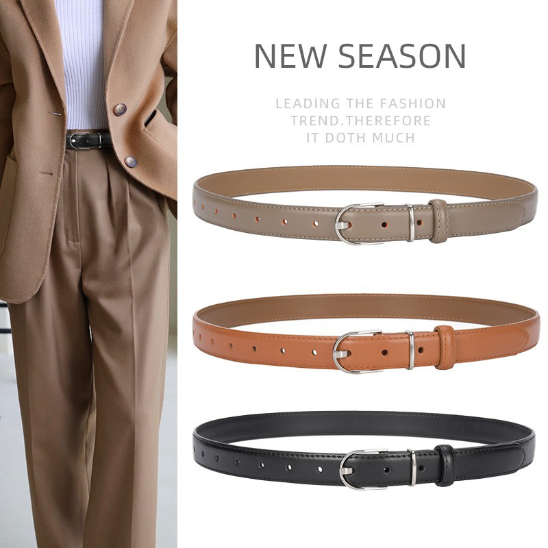 女士文艺范牛仔裤皮带女时尚装饰韩版配西裤裤带牛皮腰带女简约百