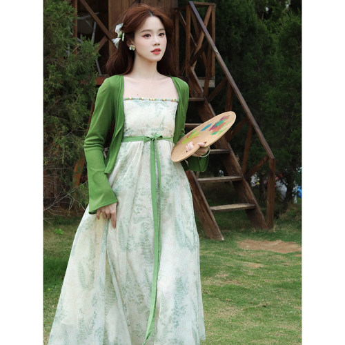 瑶西【清清陌上】2025夏季新中式国风日常汉服绿色裙子汉元素