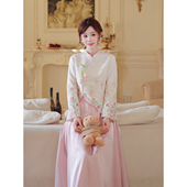 郁香折影 粉色长裙巨好看 秋冬汉服新中式 瑶西 裙子两件套装