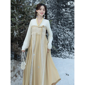 瑶西【玉雪黄杳】汉服国风长款裙子过年穿搭女装秋冬新款连衣裙