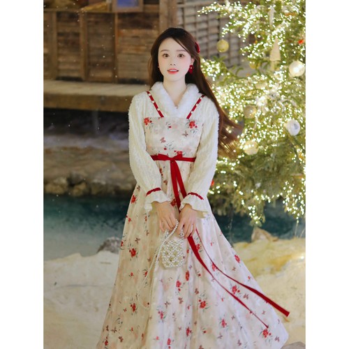 瑶西落雪山茶冬季新款连衣裙