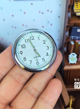 娃娃屋迷你壁钟12分微缩挂钟bjd袖珍时钟6分夜光钟表石英合金表头