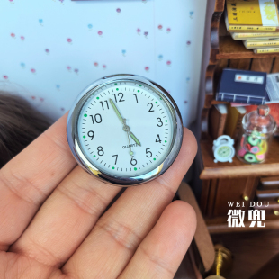 娃娃屋迷你壁钟12分微缩挂钟bjd袖 珍时钟6分夜光钟表石英合金表头