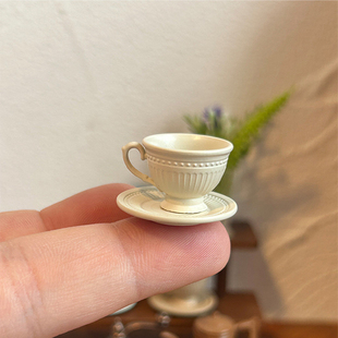 娃屋迷你法式咖啡杯bjd微缩杯碟套装模型ob11袖珍餐厨用品道具