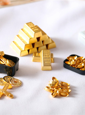 微缩金元宝bjd迷你金条ob11食玩金如意dollhouse金算盘娃屋金铜钱