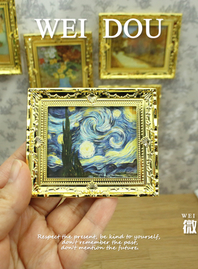 6分BJD微缩娃屋画框12分迷你娃屋复古装饰名壁画ob11家居拍摄配件