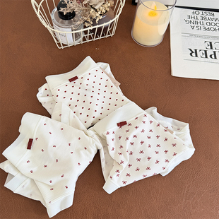 法式 3条装 女款 平角中腰内裤 亲肤裸感不卡档底裤 26甜美印花三角裤