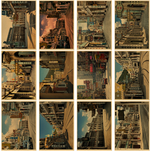 老上海摄影复古牛皮纸海报卧室宿舍房间墙面装 饰布置墙贴画画纸