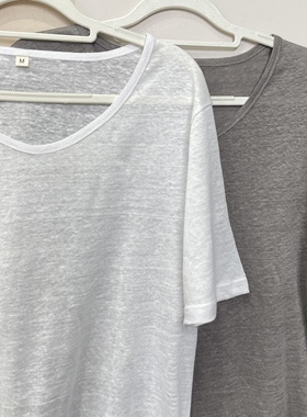 【专享367】Hemp100汉麻轻薄透气吸汗宽松V领女士修身短袖T极简风