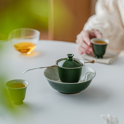 尚器 祖母绿圆融壶承紫砂壶托盘盖碗托茶托杯托隔热盘干泡盘圆形