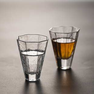 手工气泡玻璃茶杯八角杯茶杯家用主人杯单杯女清酒杯小清新品茗杯