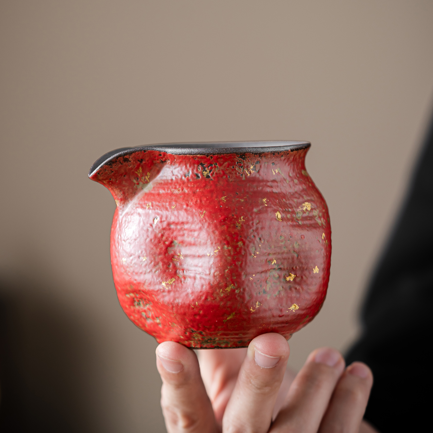 尚器 满山红洒金手作公道杯 手工粗陶茶海公杯高档分茶器功夫茶具