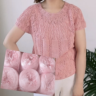 春夏醋酸棉纯棉丝光棉钩织短袖连衣裙丝滑有垂感多股合股线毛线团