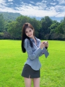 长袖 大码 上衣 收腰衬衫 女春秋设计感小众打底衫 胖妹妹美式 复古修身