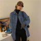 设计感小众中长款 外套女春秋新款 衬衣叠穿上衣 胖妹妹牛仔衬衫 大码