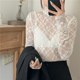 打底衫 2026春秋新款 长袖 胖mm网纱内搭蕾丝衫 女洋气高领上衣潮 大码