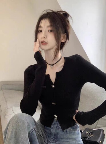 胖MM纯欲开衫毛衣女针织修身显瘦