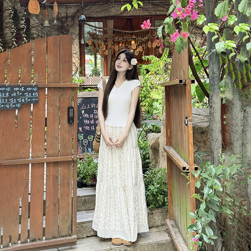 punkhoo新款韩系显瘦碎花长裙