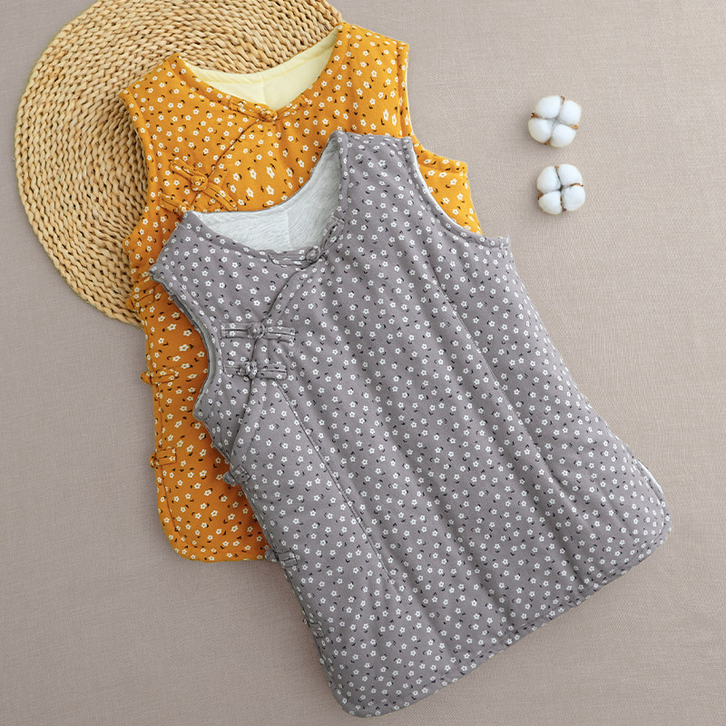 女士纯棉花盘扣马甲秋冬季居家内外穿保暖马夹中式斜襟棉背心坎肩