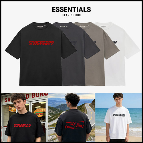 FOG ESSENTIALS美式潮牌纯棉百搭落肩袖短袖T恤男女宽松字母印花